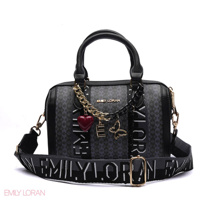 MONOGRAM BARREL BAG WITH CHARM CHAIN - SMALL