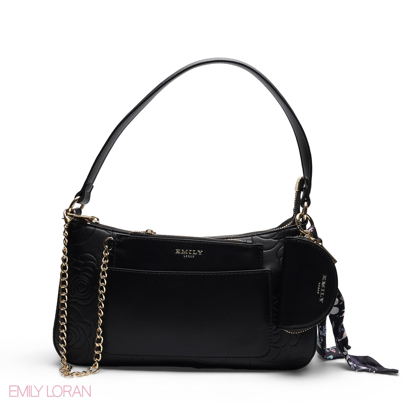 ELEGANT EMBOSSED SHOULDER BAG WITH POUCH
