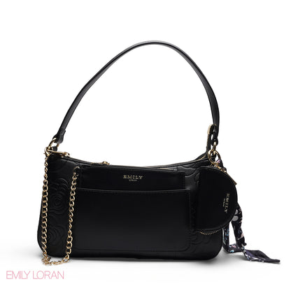 ELEGANT EMBOSSED SHOULDER BAG WITH POUCH