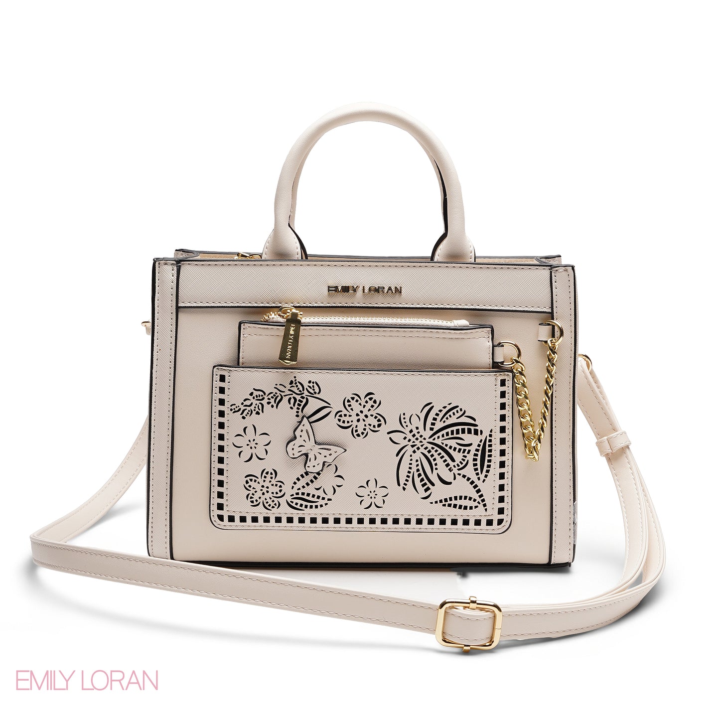 CHIC LASER CUTOUT TOP HANDLE BAG