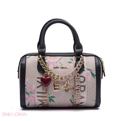 MONOGRAM BARREL BAG WITH CHARM CHAIN - SMALL
