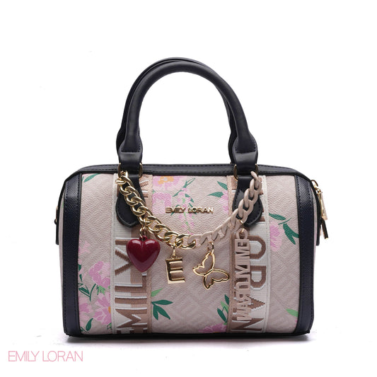 MONOGRAM BARREL BAG WITH CHARM CHAIN - SMALL