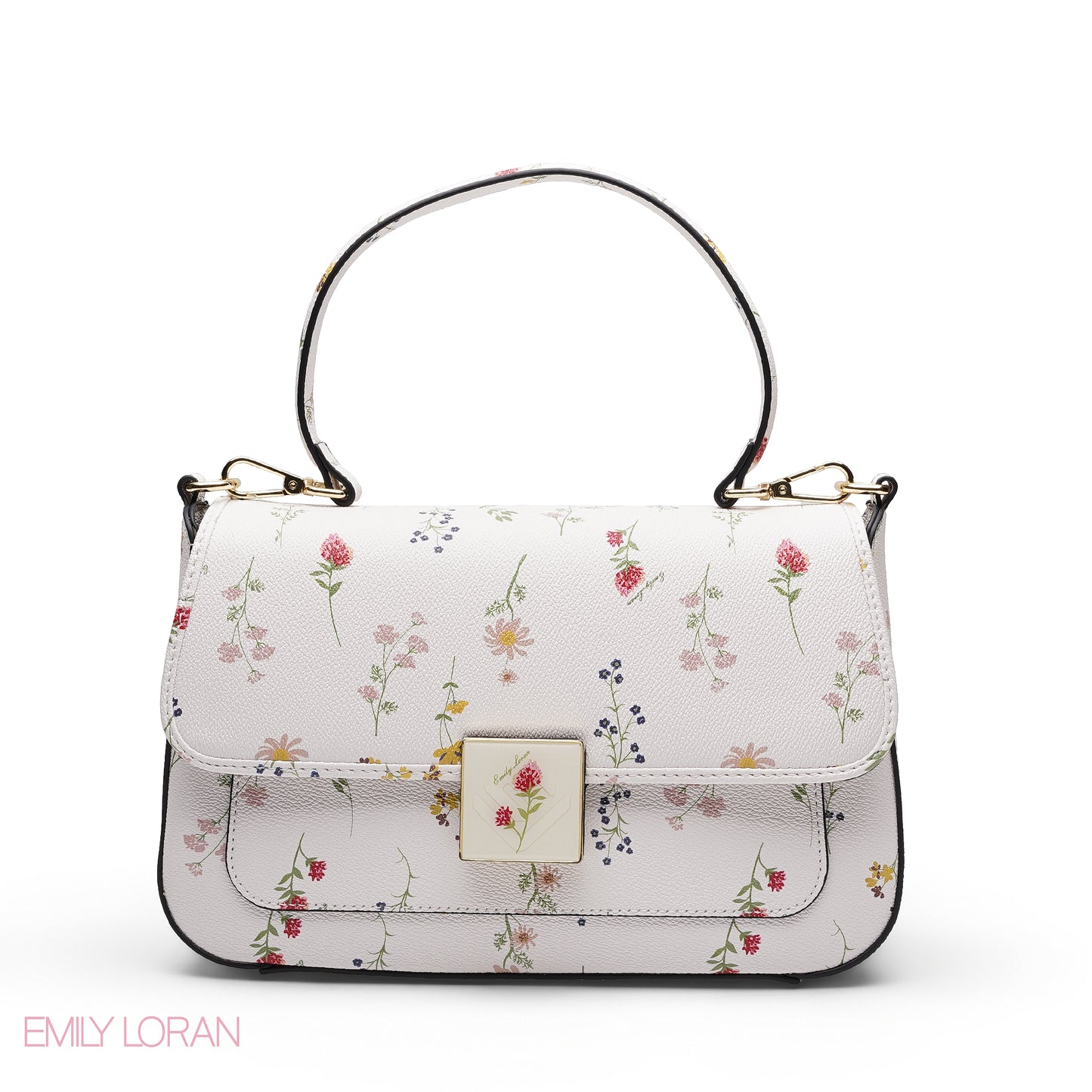 WHITE FLORAL FLAP CROSSBAG