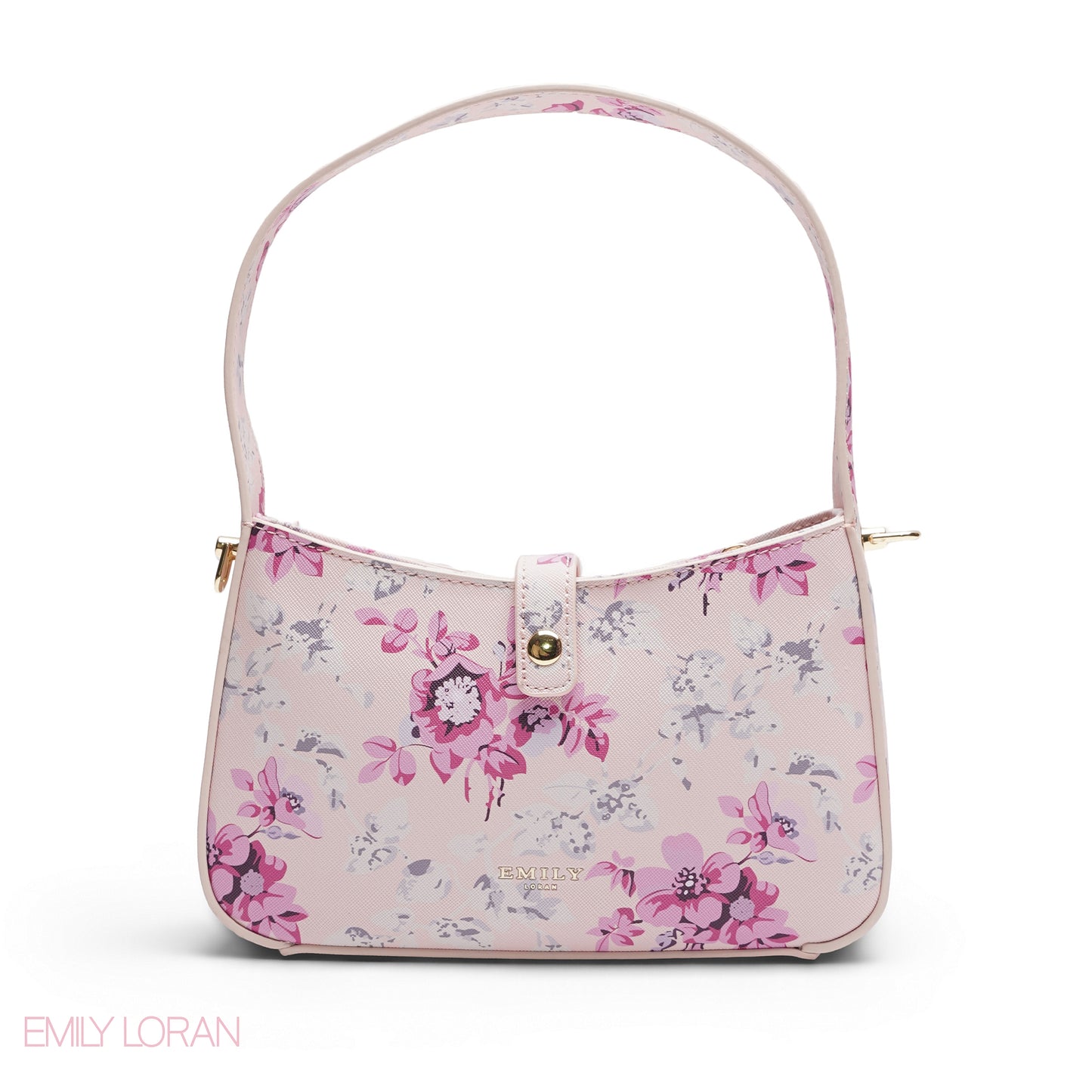 BEIGE ROSE FLORAL BAGUETTE BAG