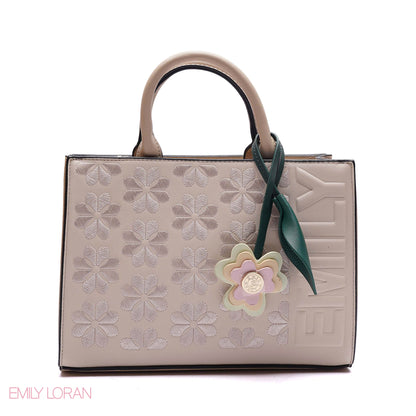HANDBAG EMBOSSED BRAND DETAILING WITH CHARM - SMALL
