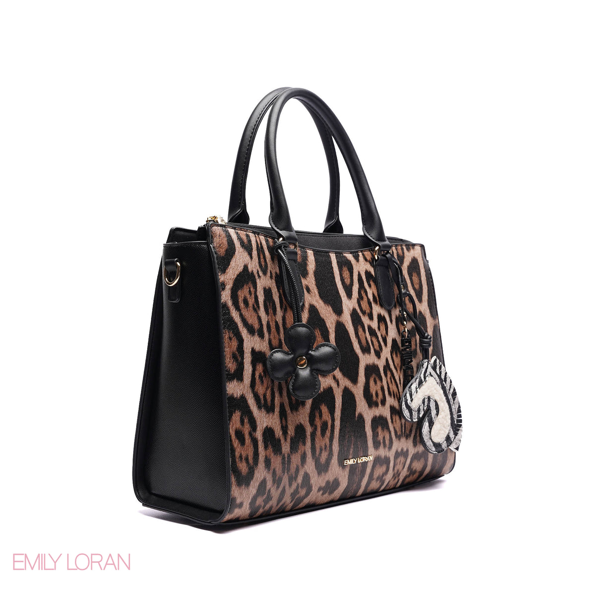 HANDBAG SOFT LEATHER TIGGER PRINT WITH SIMPLE TWO CHARM - MEDIUM