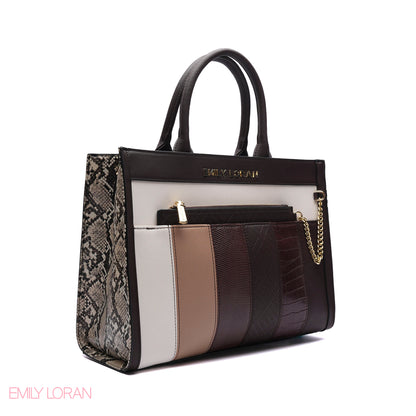 MULTI-TEXTURED PANELLED HANDBAG SET