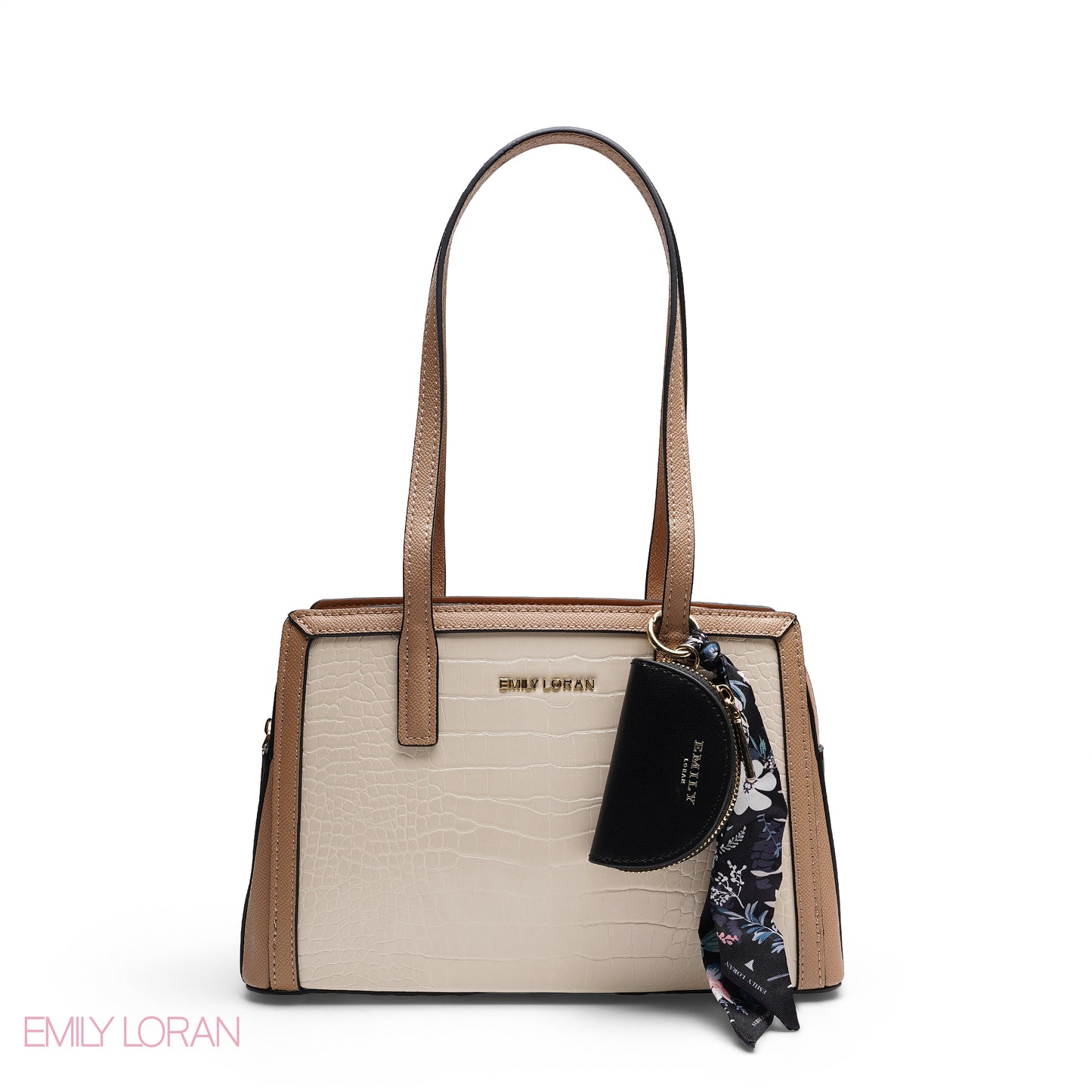 REFINED TOP HANDLE TOTE WITH EXOTIC CROC-EMBOSSED TEXTURE BAG