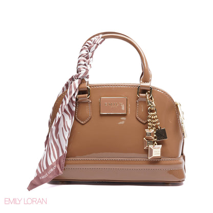 HANDBAG WITH ELEGANT DOME ADJUSTABLE STRAP , SCARF AND CHARM - SMALL