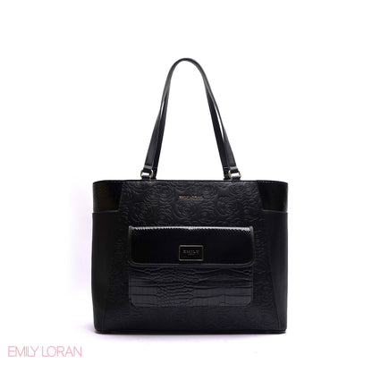 SHOULDER-BAG WITH FEONT POCKET AND FLOWER PRINT - LARGE