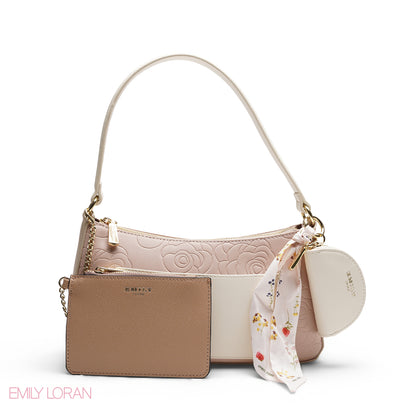 ELEGANT EMBOSSED SHOULDER BAG WITH POUCH