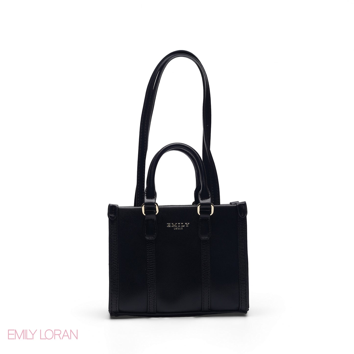 MINI BLACK SOLID BAG WITH GOLD CHAIN