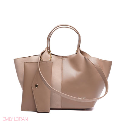 SHOULDER BAG PRACTICALITY LEATHER WITH SMALL WALLET AND CROSS BAG - LARGE