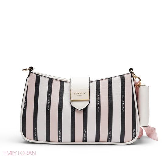 TEXTURED SHOULDER BAG WITH POUCH AND SCARF