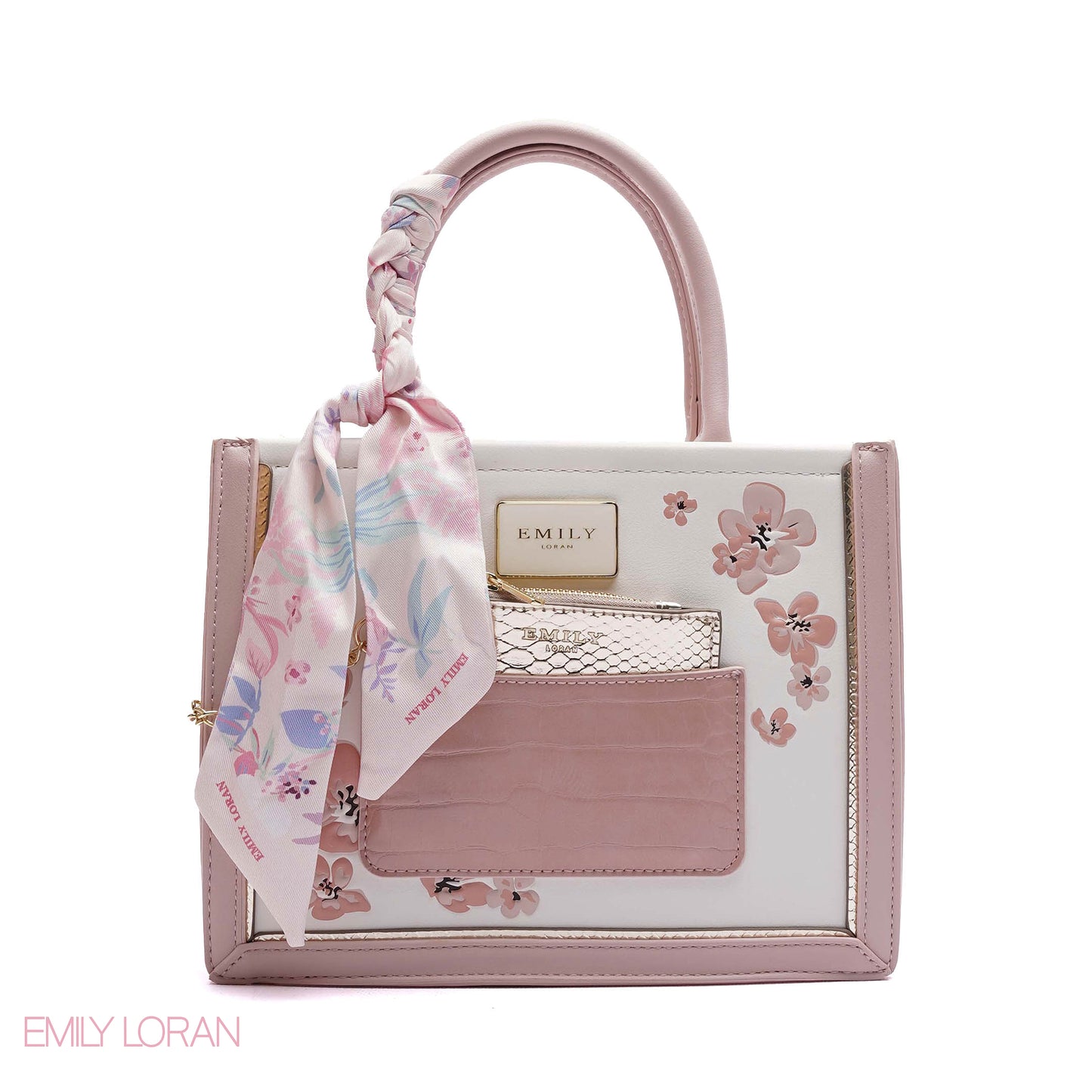 FLORAL EMBROIDERED HANDBAG WITH POUCH - SMALL