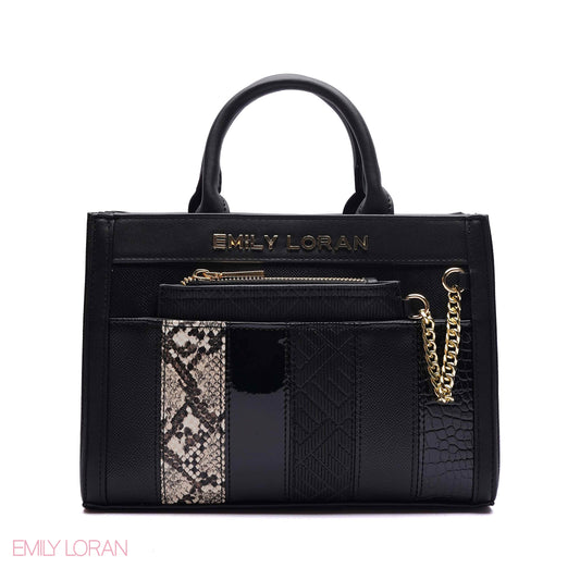 MULTI-TEXTURED PANELLED HANDBAG SET - SMALL