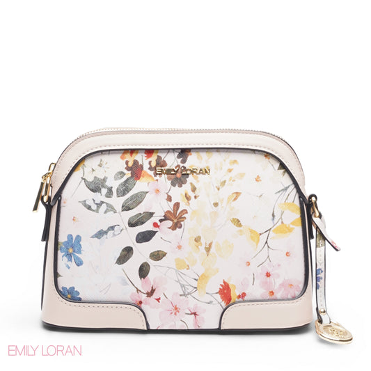 FLORAL WHITE SCARF TOP HANDLE BAG - SMALL