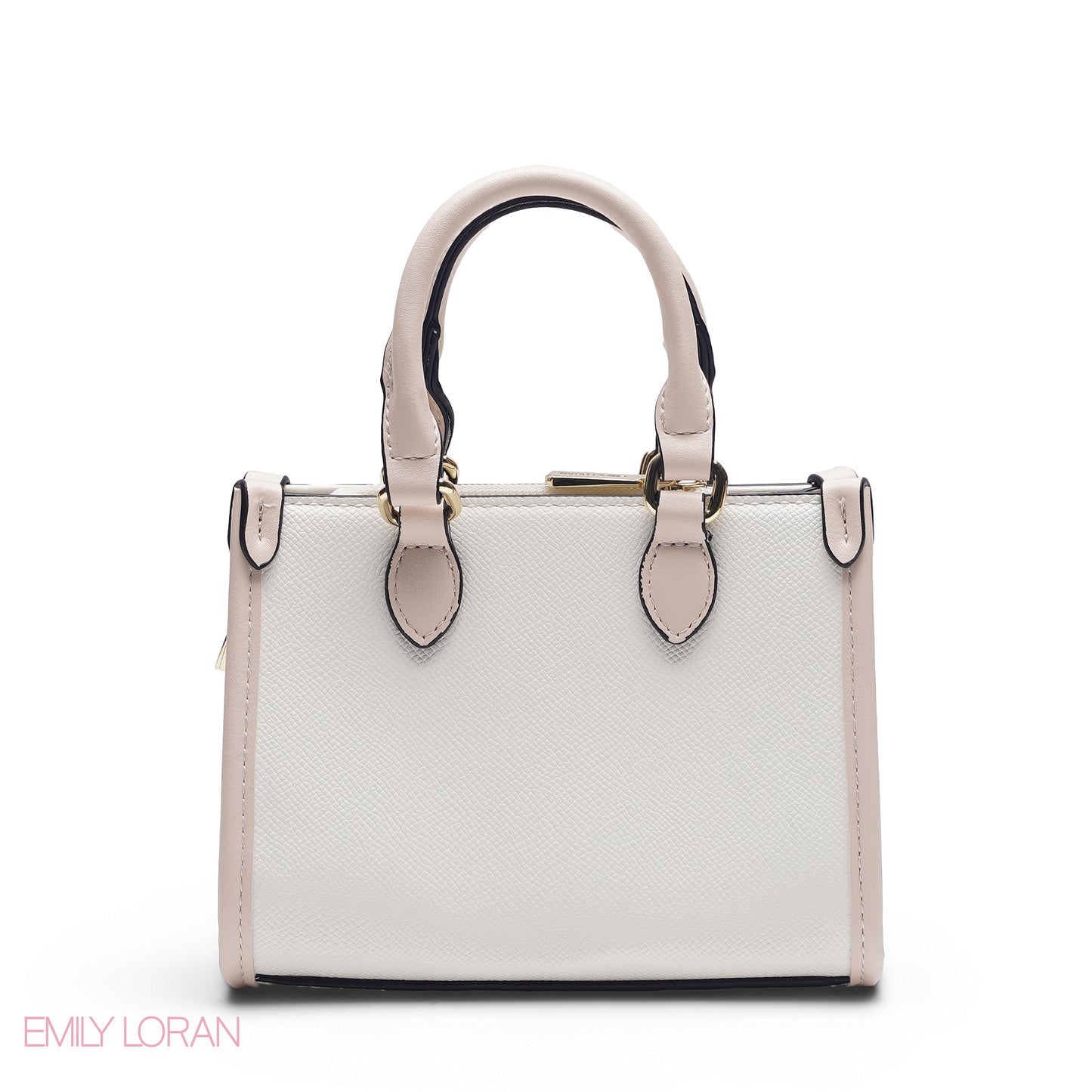 MINI WHITE & PINK BAG WITH GOLD METAL STRAP