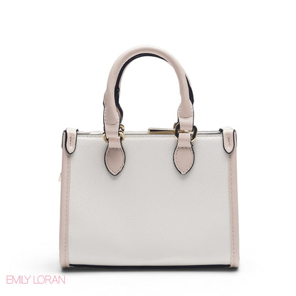 MINI WHITE & PINK BAG WITH GOLD METAL STRAP