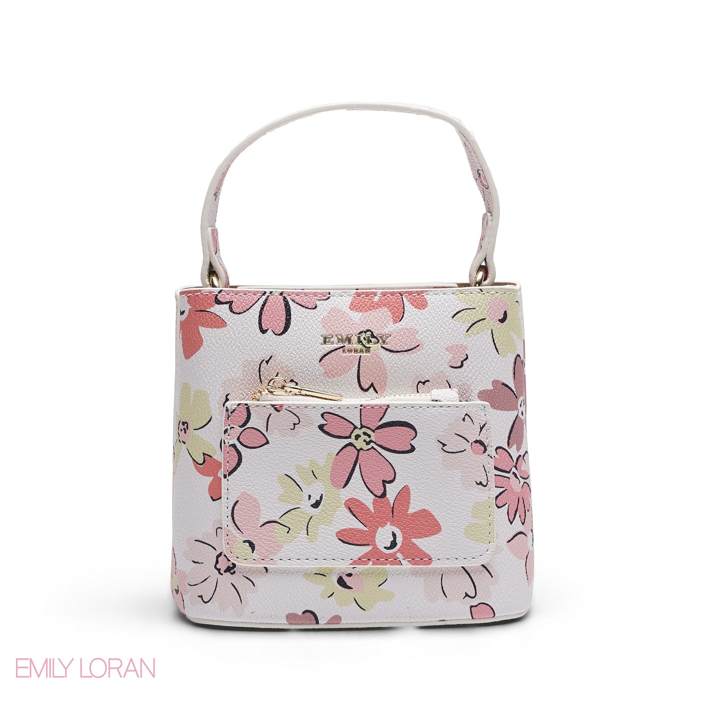MINI WHITE FLORAL BAG WITH GOLD CHAIN