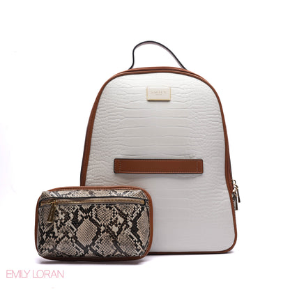 BACKPACK WITH SNACK ADJUSTABLE FRONT WALLET CROC LEATHER