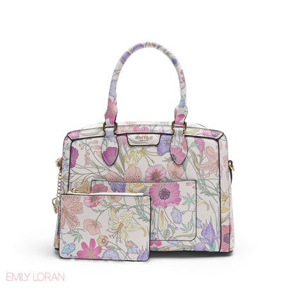 EMILY FULL FLORAL PRINT BAG WITH MINI POUCH - MED