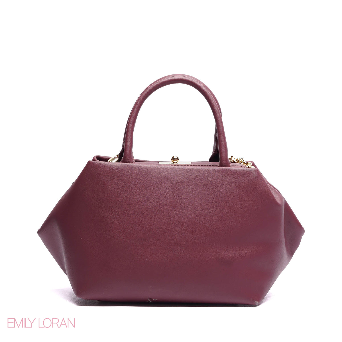 ELEGANT STRUCTURE SATCHEL WITH DETACHABLE STRAP AND GOLD CHARM - SMALL
