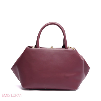 ELEGANT STRUCTURE SATCHEL WITH DETACHABLE STRAP AND GOLD CHARM - SMALL