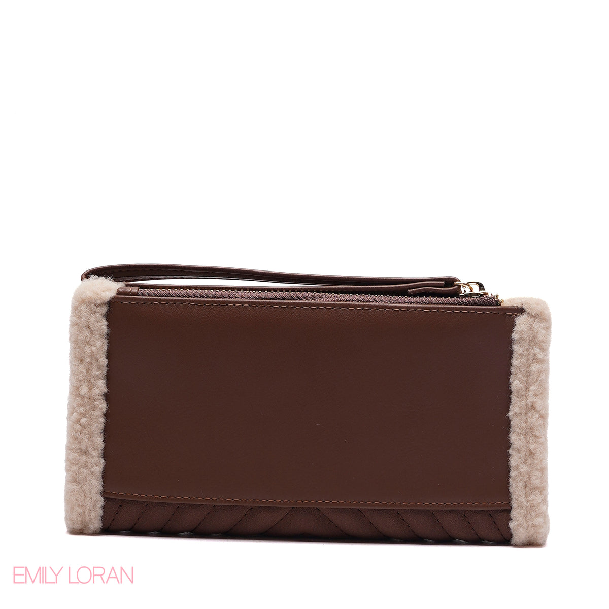 WALLET ROUNDED WITH FUR HEART DESIGN