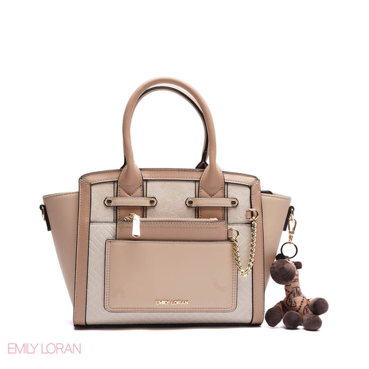 ELEGANT STRUCTURE WINGED TOTE BAG WITH ZEBRA CHARM - SMALL
