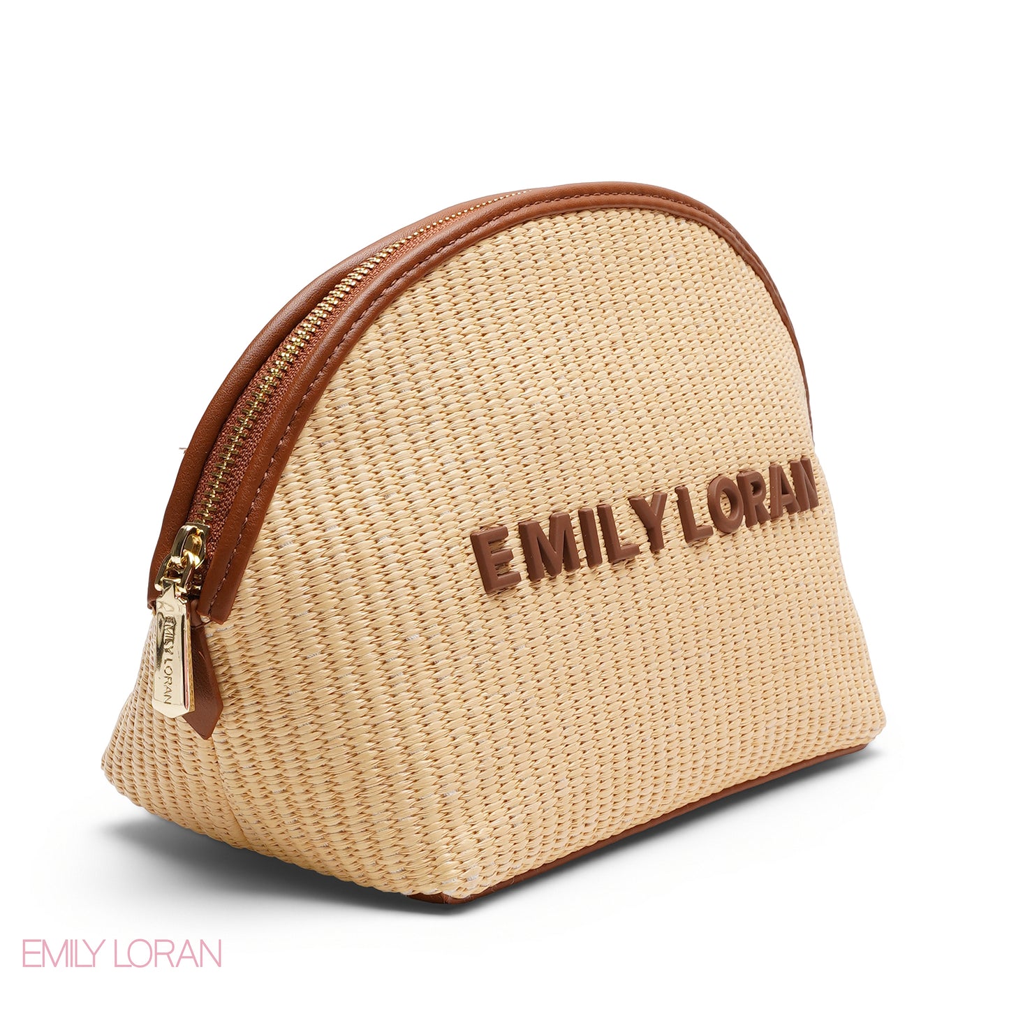 CHIC STRIPPED MAKEUP BAG WITH EMBOSSED LOGO