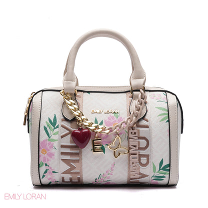 MONOGRAM BARREL BAG WITH CHARM CHAIN - SMALL