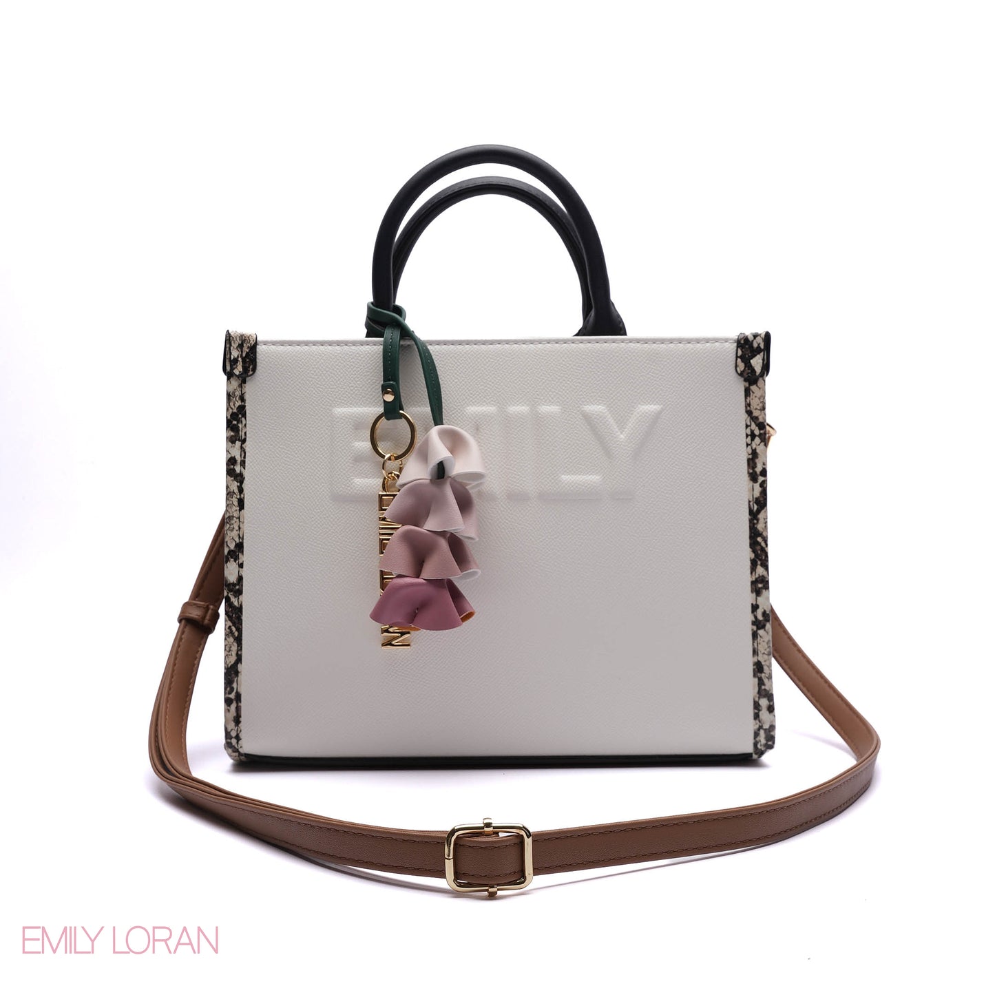 EMBOSSED LOGO TOTE BAG WITH TASSEL CHARM - SMALL