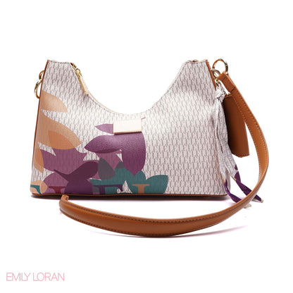 ELEGANT MONOGRAM PRINT SHOULDER BAG