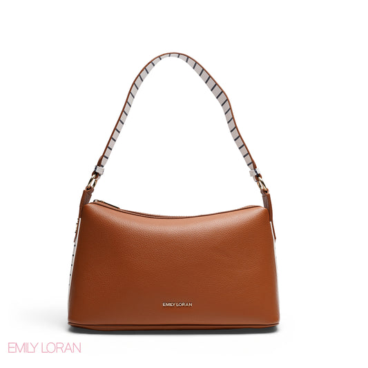 CHIC CURVED SHOULDER BAG WITH BRANDED STRAP BAG