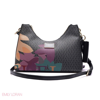 ELEGANT MONOGRAM PRINT SHOULDER BAG
