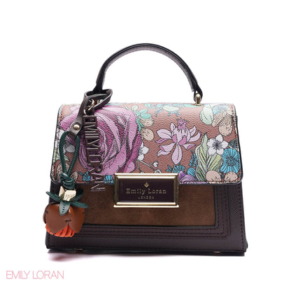 HANDBAG FLOWER PRINT WITH FLOWER CHAIN - SMALL