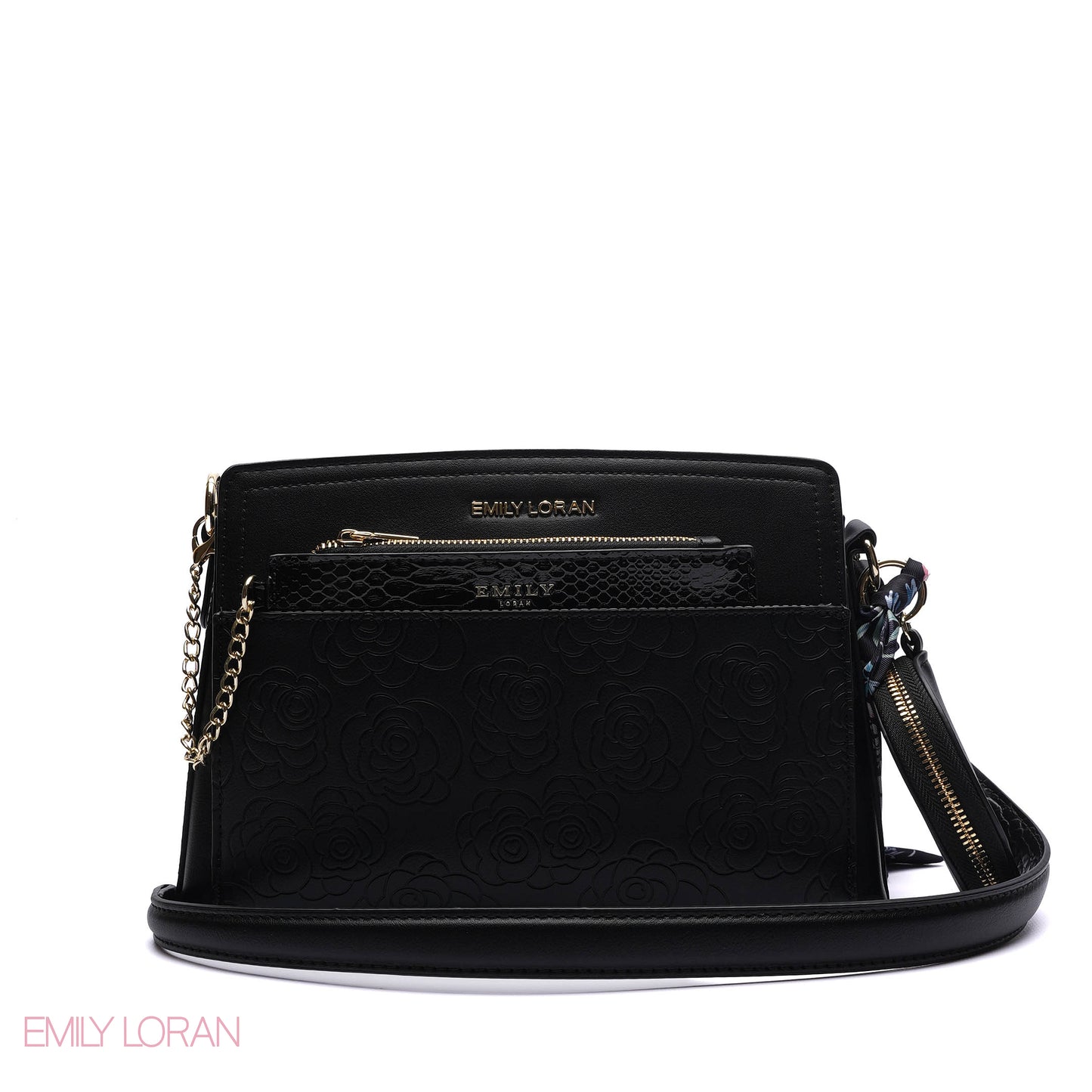 EMBOSSED FLORAL MULTI-TEXTURED CROSSBODY BAG