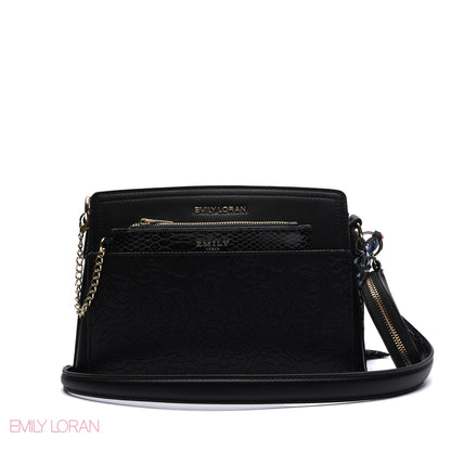 EMBOSSED FLORAL MULTI-TEXTURED CROSSBODY BAG