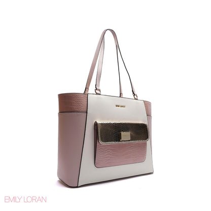SHOULDER-BAG WITH FRONT GOLD POCKET AND PLANE LEATHER - LARGE