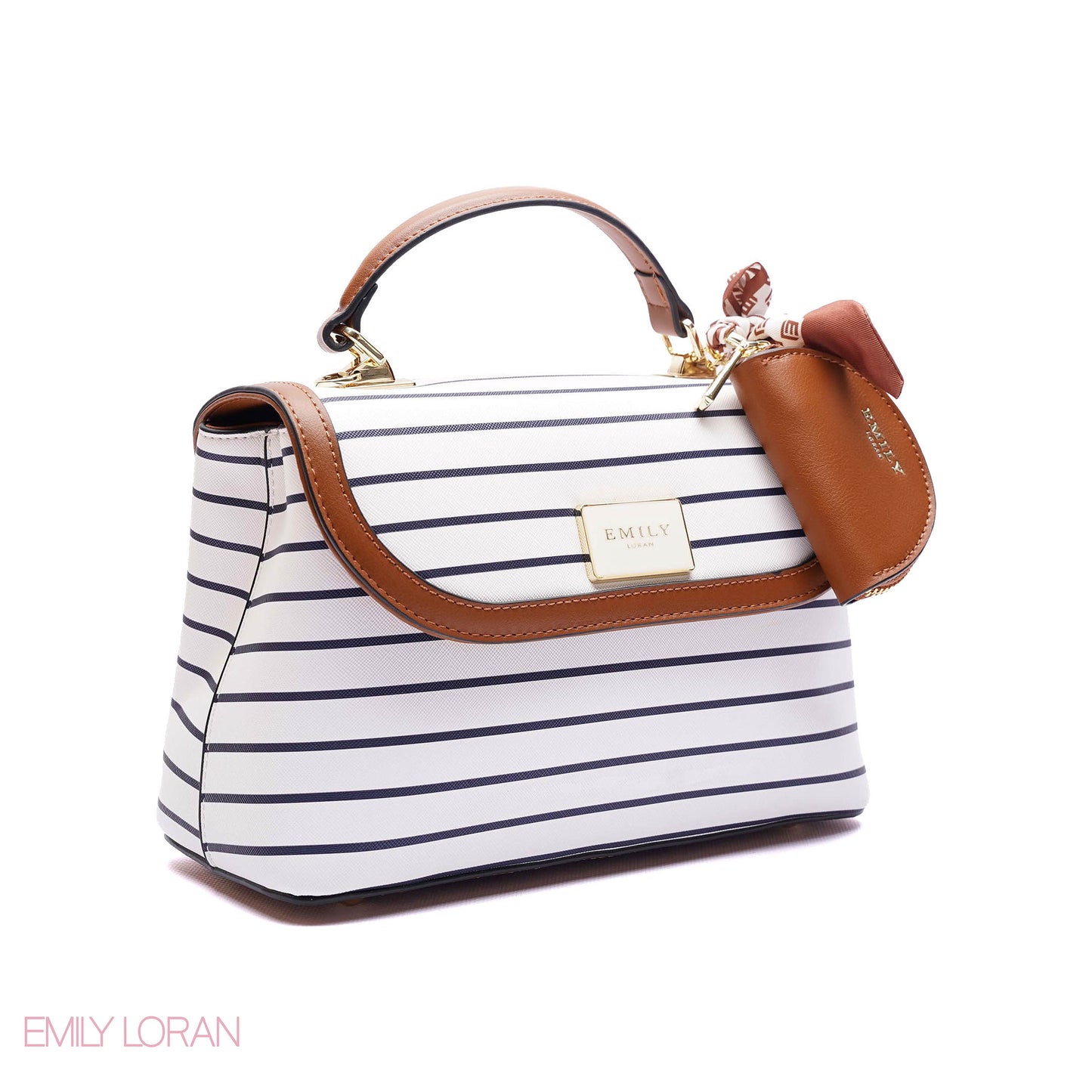 ELEGANT STRIPED TOP-HANDLE FLAP BAG