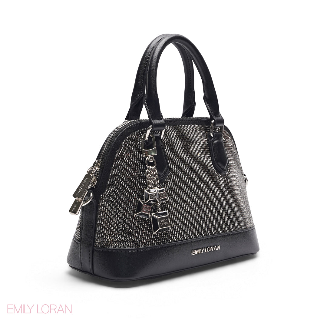 BLACK GLITTER DOME BAG