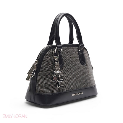 BLACK GLITTER DOME BAG