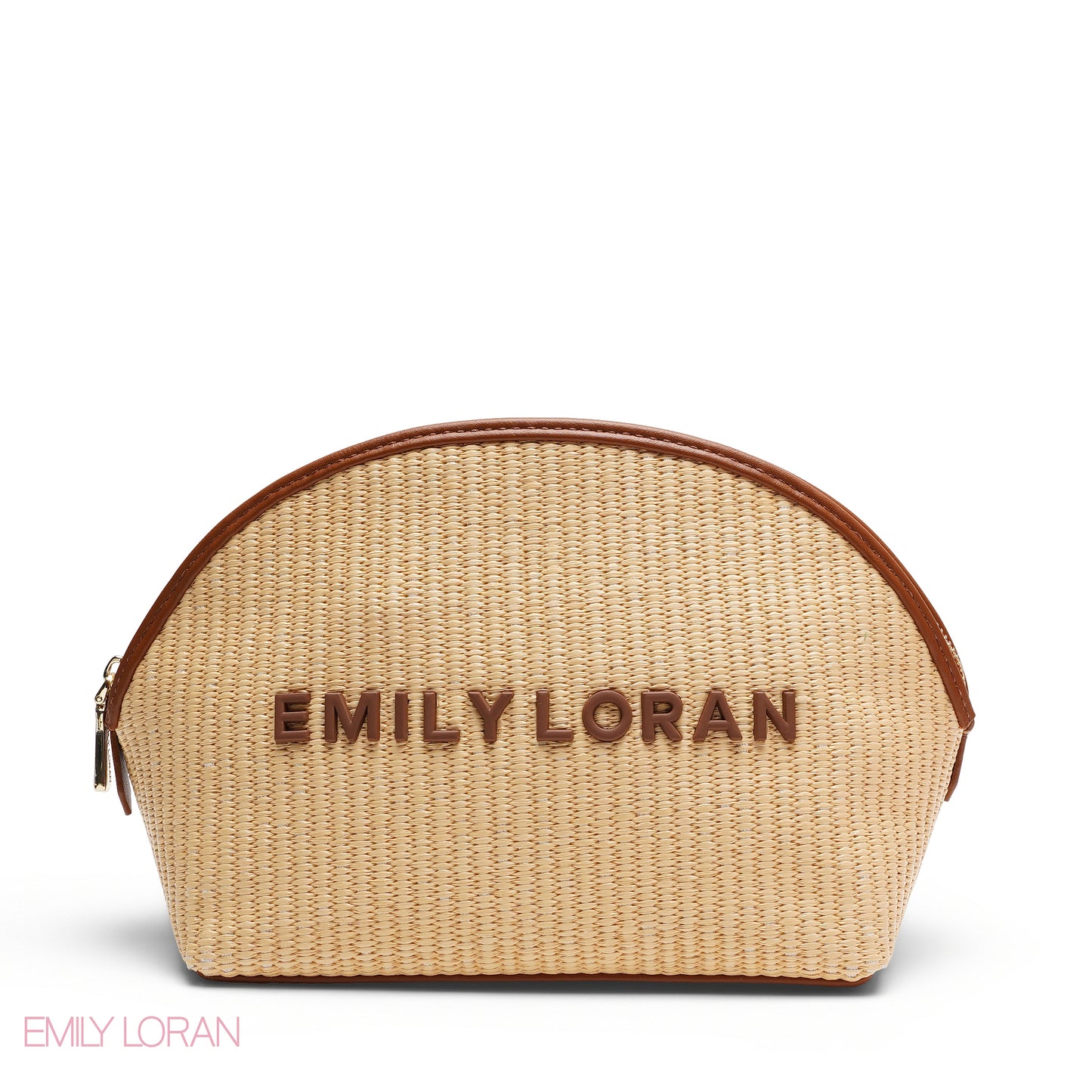 CHIC STRIPPED MAKEUP BAG WITH EMBOSSED LOGO