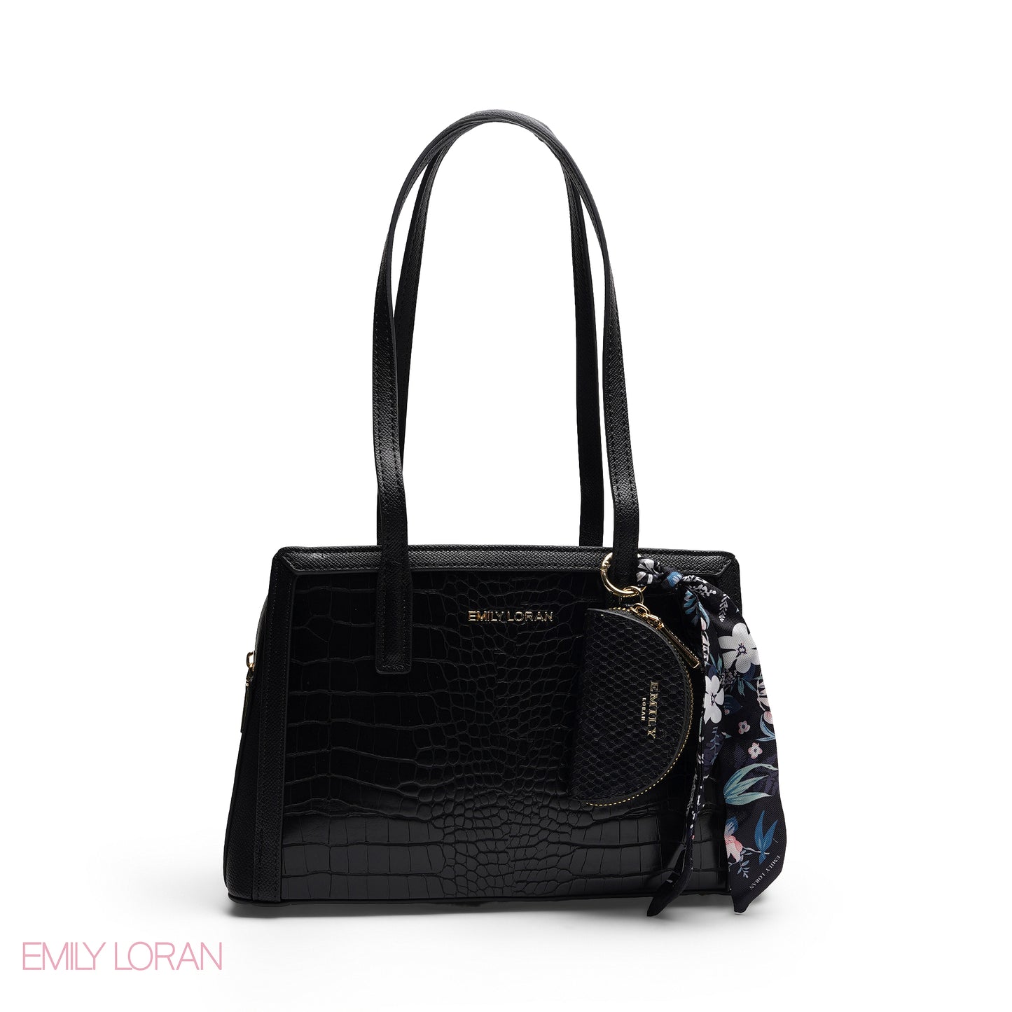 REFINED TOP HANDLE TOTE WITH EXOTIC CROC-EMBOSSED TEXTURE BAG