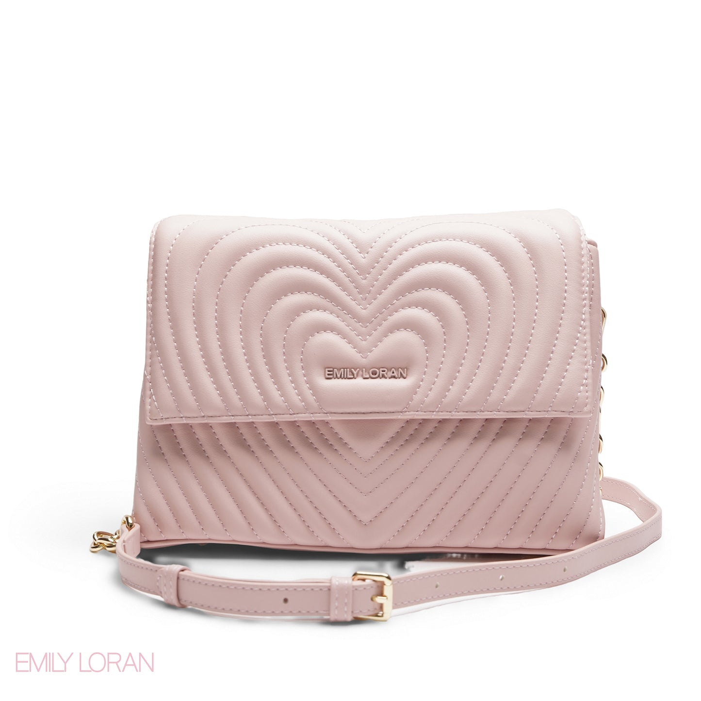 PINK EMILY EMBOSSED LOGO TRAPEZE BAG - MED