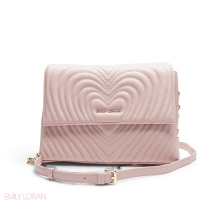 PINK EMILY EMBOSSED LOGO TRAPEZE BAG - MED