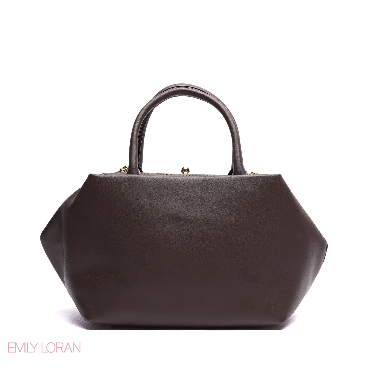 ELEGANT STRUCTURE SATCHEL WITH DETACHABLE STRAP AND GOLD CHARM - SMALL