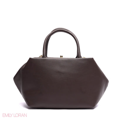 ELEGANT STRUCTURE SATCHEL WITH DETACHABLE STRAP AND GOLD CHARM - SMALL