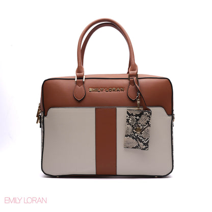 LAPTOP HANDBAG SNAKE PRINT WITH POUCH - LARGE